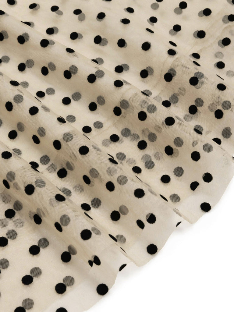 [Prevendita] Gonna Svasata Beige a Pois in Tulle Anni '50 5