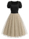 [Prevendita] Set 2 Pezzi Body a Costine Maniche a Sbuffo & Gonna in Tulle a Pois Anni '50 2