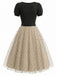 [Prevendita] Set 2 Pezzi Body a Costine Maniche a Sbuffo & Gonna in Tulle a Pois Anni '50 3