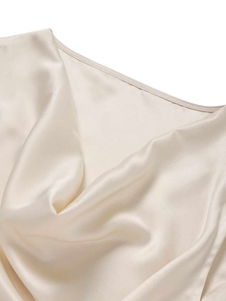 [Prevendita] 3 Pezzi Set Collo a Cascata in Raso con Pizzo e Gonna Champagne Anni '20 9