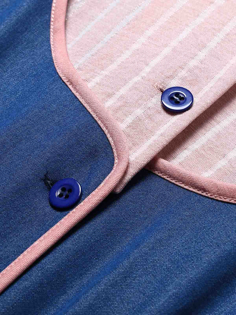 [Prevendita] 2PCS Abito Misty Rose Anni '50 e Pink con Revers a Righe Mock- 6