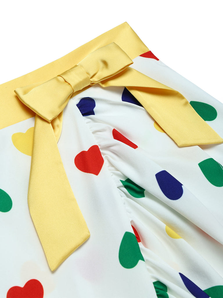 [Prevendita] Gonna Bianca con Cuori Ruches e Orlo Asimmetrico Anni '40 5