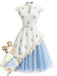 [Pre-Sale] Light Blue Grey 1950s Vintage Polka Dot Halter Dress 1