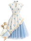 [Prevendita] Abito Anni '50 in Tulle a Pois con Rosetta 3D e Collo Alto