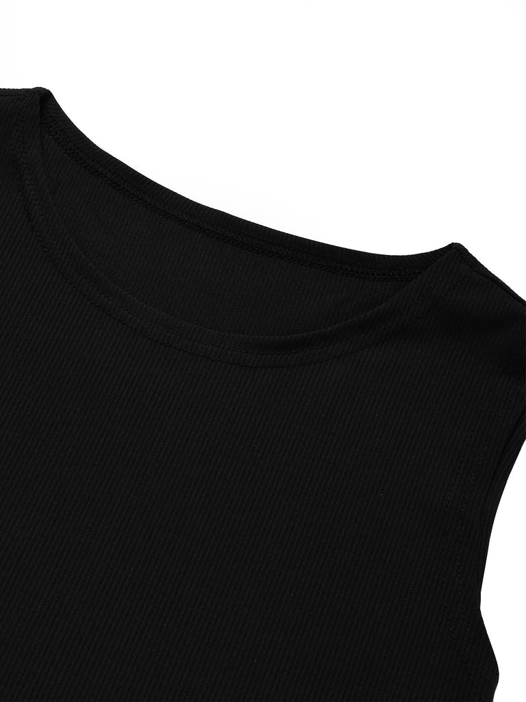 [Prevendita] 2PCS Completo Gonna Nero e Avorio Anni '50 con Maglia Lavorata e Volant Testurizzato 7