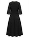 [Prevendita] Abito Nero Anni '40 Scollo Tondo con Strass con Spacco Sleeve 4