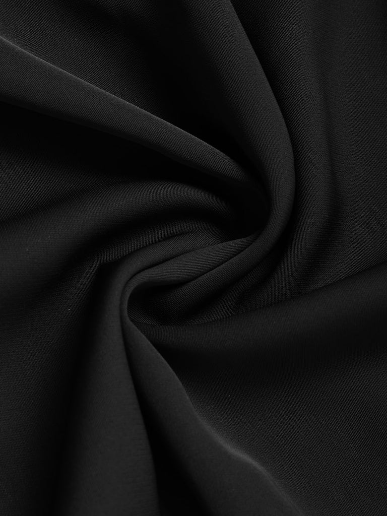 [Prevendita] Abito Nero Anni '40 Scollo Tondo con Strass con Spacco Sleeve 5
