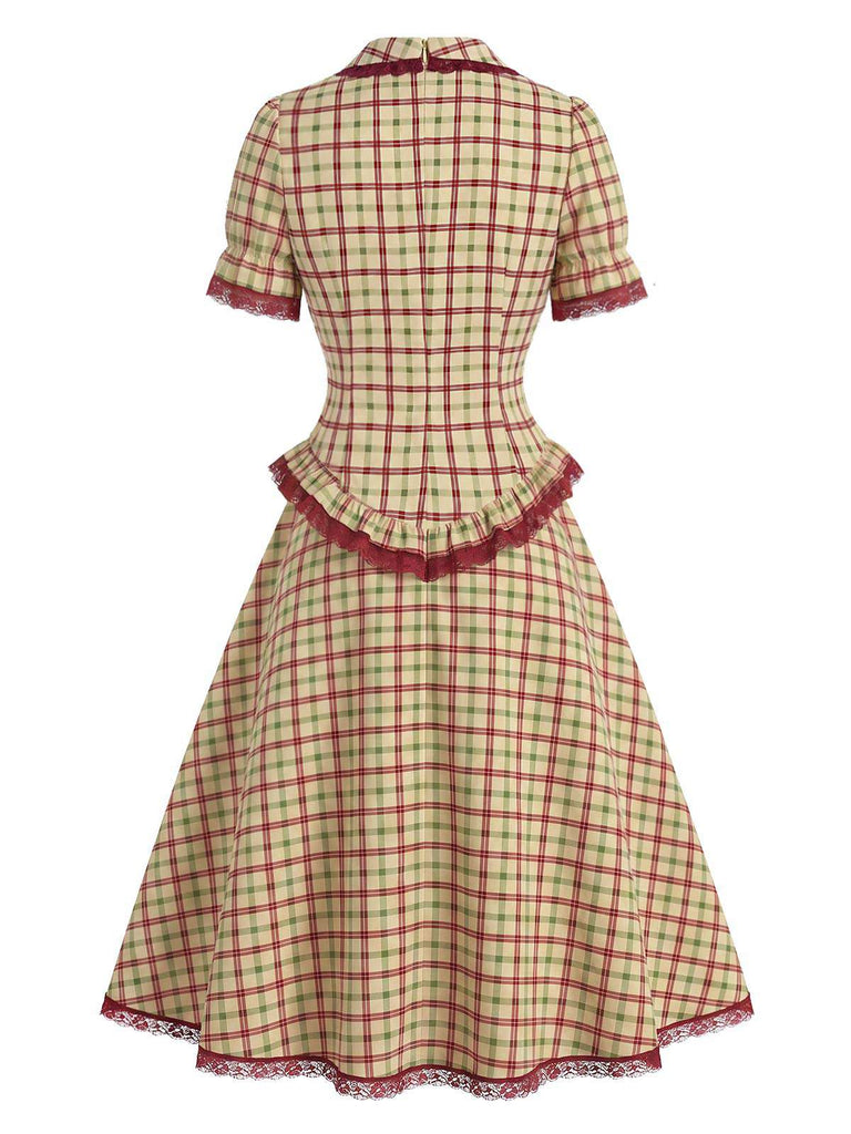 [Prevendita] Set 2 Pezzi Camicetta a Quadri con Pizzo Orlo a Volant & Gonna Linea A Anni '40 4