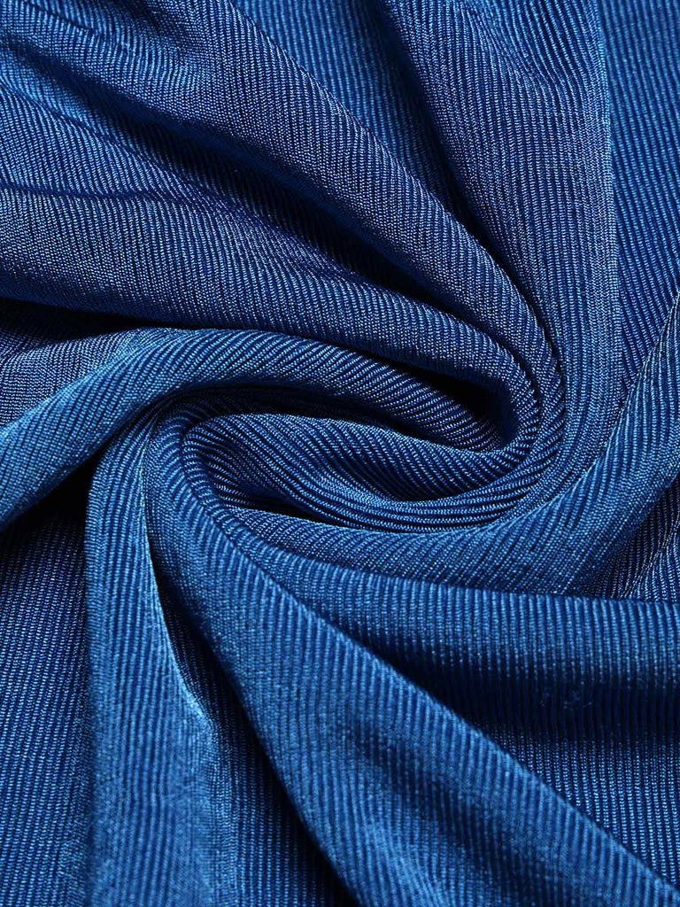 [Prevendita] Tuta Lunga Blu Anni '80 in Pizzo con Bordo con Scollo all'Americana con Cintura a Gamba Larga 7