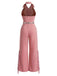[Prevendita] Tuta Rosa Western con Bavero Halter Frange e Gamba Larga Anni '70 4