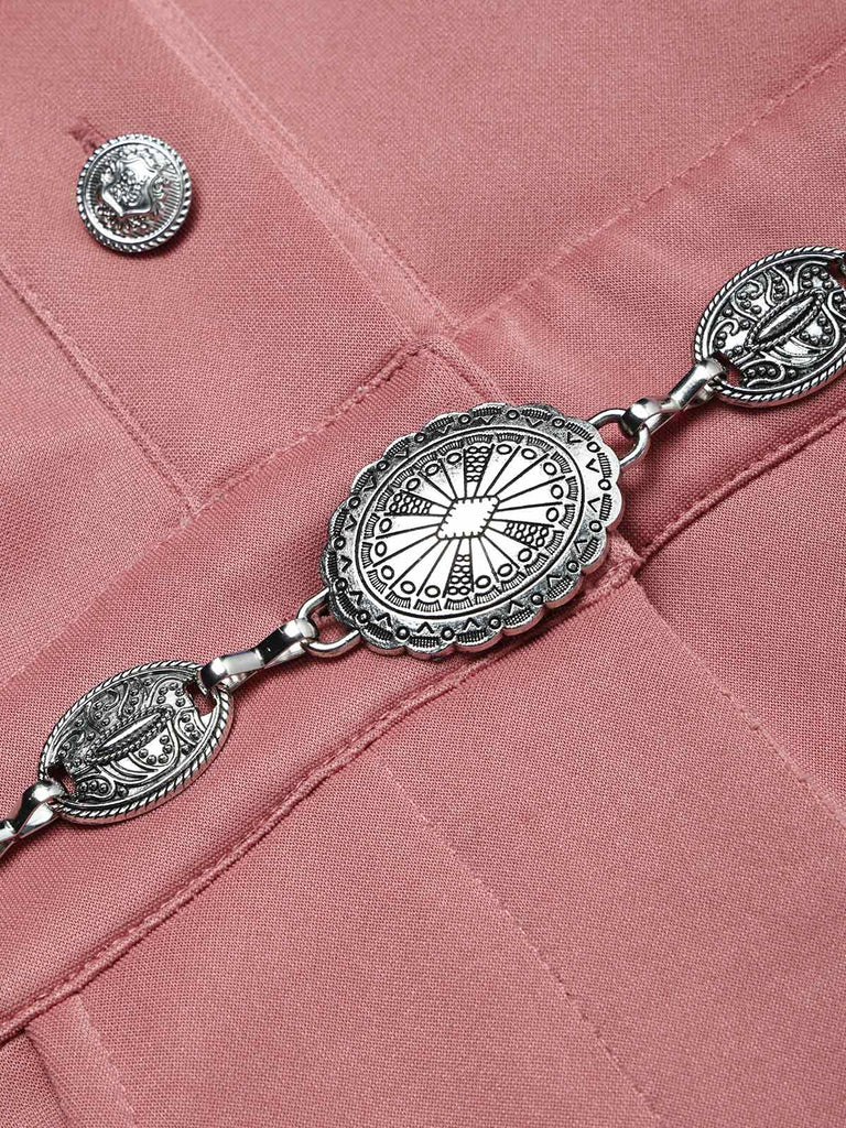 [Prevendita] Tuta Rosa Western con Bavero Halter Frange e Gamba Larga Anni '70 6