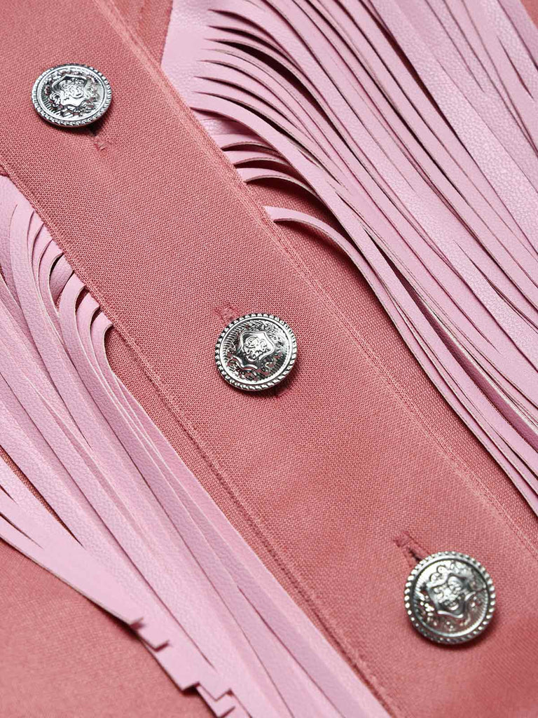 [Prevendita] Tuta Rosa Western con Bavero Halter Frange e Gamba Larga Anni '70 7