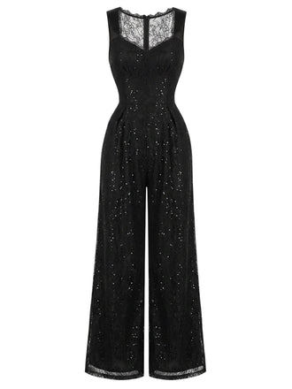 [Prevendita] Tuta Nera con Pizzo Scollo a Cuore e Paillettes Anni '60 2