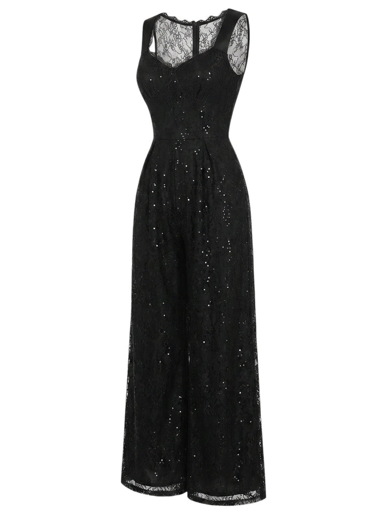 [Prevendita] Tuta Nera con Pizzo Scollo a Cuore e Paillettes Anni '60 3