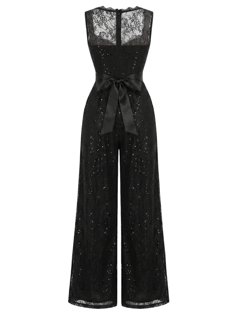 [Prevendita] Tuta Nera con Pizzo Scollo a Cuore e Paillettes Anni '60 4