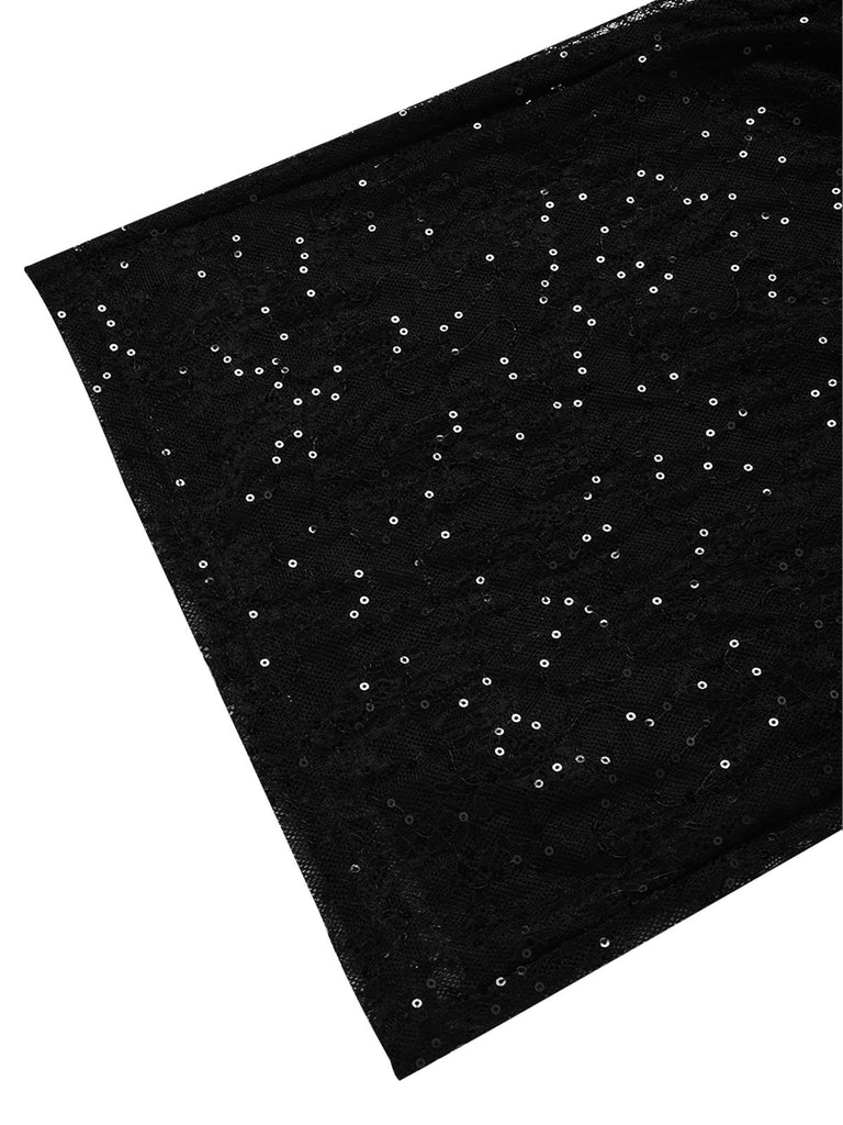 [Prevendita] Tuta Nera con Pizzo Scollo a Cuore e Paillettes Anni '60 6