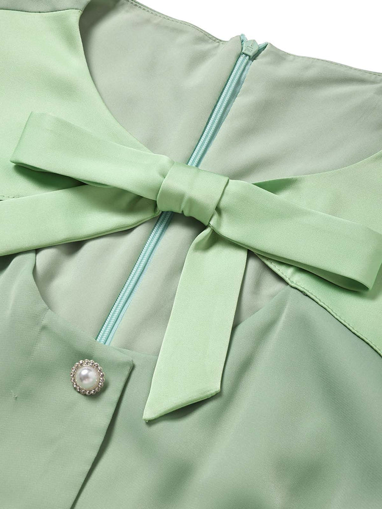 [Prevendita] Abito a Matita Verde con Fiocco Traforato Color Block Anni '60 6