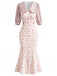 [Prevendita] Abito a Sirena Rosa Anni '30 Floreale Scollo a V con Volant Collar 2