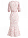 [Prevendita] Abito a Sirena Rosa Anni '30 Floreale Scollo a V con Volant Collar 4