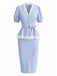 [Prevendita] Set 2 Pezzi Azzurro Top Scollo a V in Pizzo e Gonna Aderente Anni '40 2