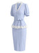 [Prevendita] Set 2 Pezzi Azzurro Top Scollo a V in Pizzo e Gonna Aderente Anni '40 3