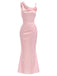 [Prevendita] Abito a Sirena Rosa a Pois con Rose 3D in Raso Anni '30 2