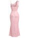 [Prevendita] Abito a Sirena Rosa a Pois con Rose 3D in Raso Anni '30 5