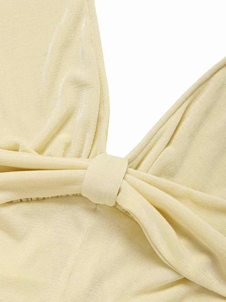 [Prevendita] Tuta Lunga Oro Scollo a V Torsione Frontale Gamba Larga in Maglia Anni '70 6