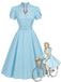 [Prevendita] Abito Blu a Pois Scollo Keyhole Maniche a Tulipano con Cintura Anni '50