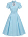 [Prevendita] Abito Blu a Pois Scollo Keyhole Maniche a Tulipano con Cintura Anni '50 2