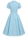 [Prevendita] Abito Blu a Pois Scollo Keyhole Maniche a Tulipano con Cintura Anni '50 4