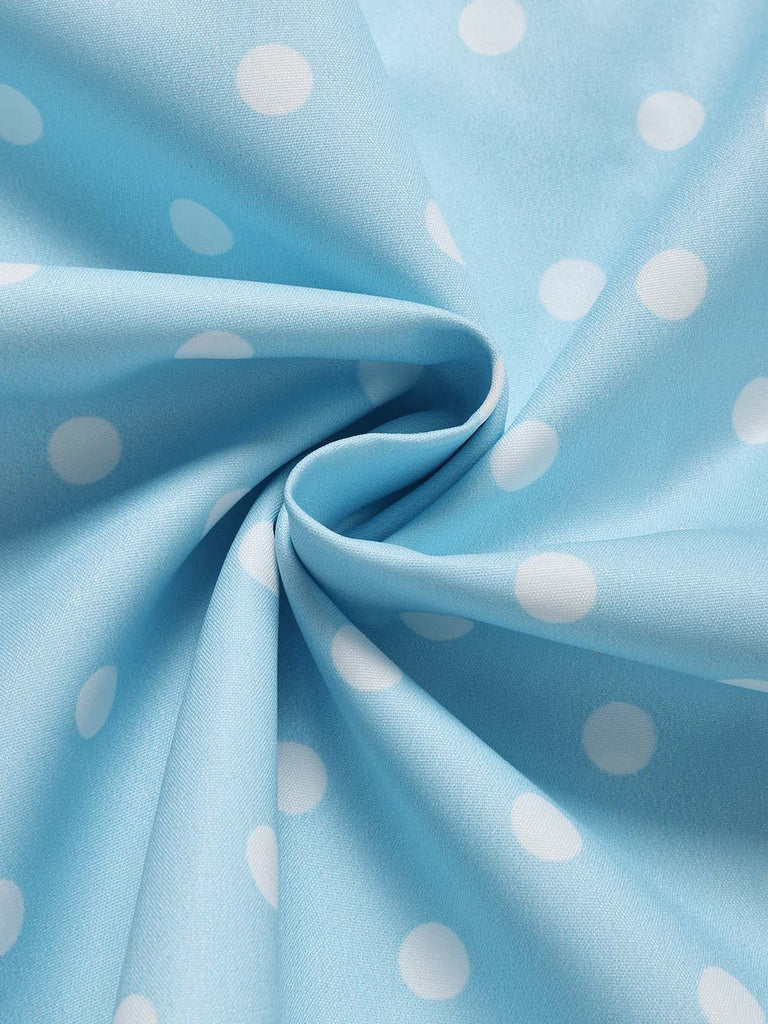 [Prevendita] Abito Blu a Pois Scollo Keyhole Maniche a Tulipano con Cintura Anni '50 7