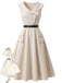 [Prevendita] Abito Svasato Beige con Revers e Cintura Anni '50