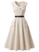 [Prevendita] Abito Svasato Beige con Revers e Cintura Anni '50 2