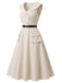 [Prevendita] Abito Svasato Beige con Revers e Cintura Anni '50 3