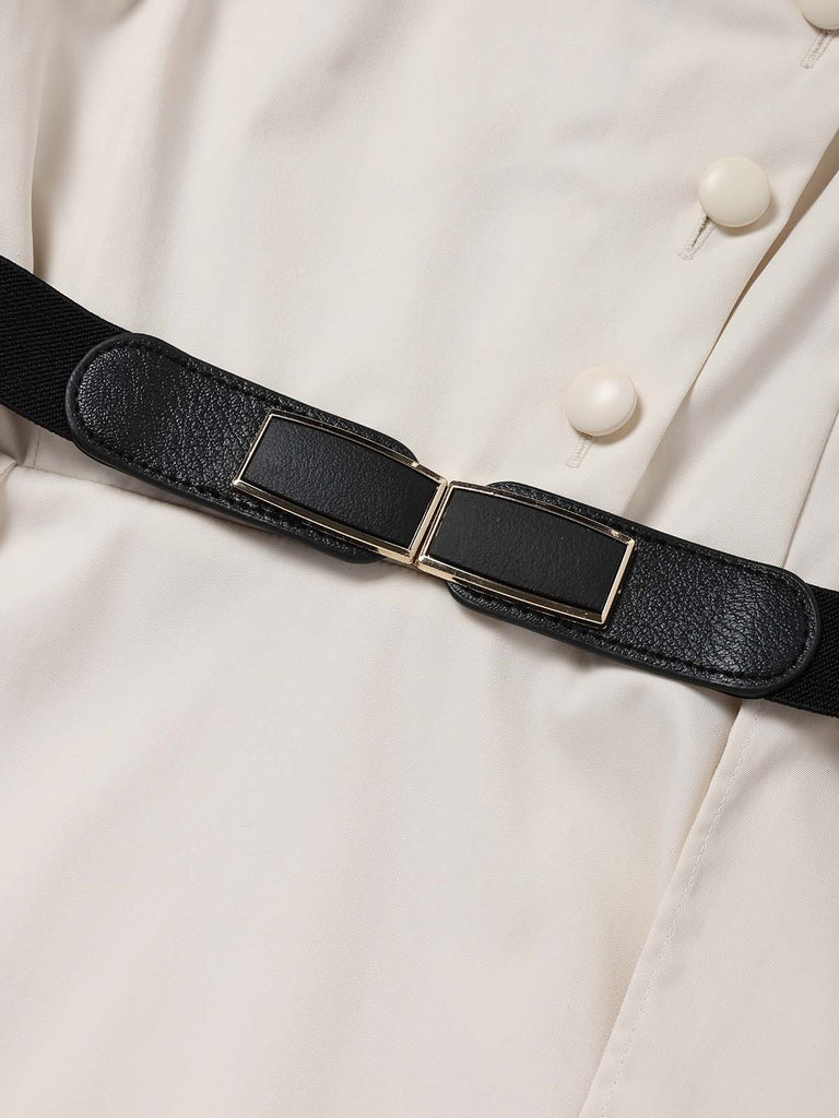 [Prevendita] Abito Svasato Beige con Revers e Cintura Anni '50 6