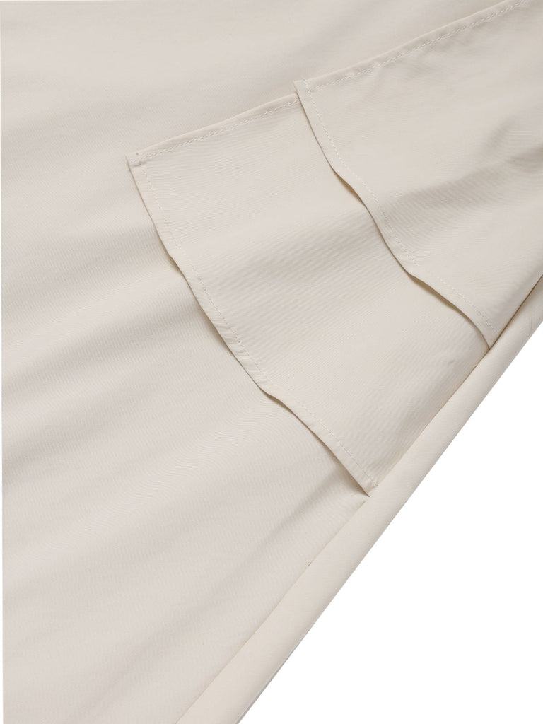 [Prevendita] Abito Svasato Beige con Revers e Cintura Anni '50 7