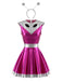 Miniabito Rosa Anni '60 Metallizzato Alien con Cut-out di Halloween