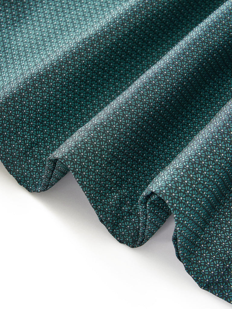 2 Pezzi Abito Scollo Quadrato in Velluto Jacquard con Grembiule Verde Anni '50 8