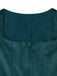 3PCS Abito in Velluto Verde Petrolio con Scollo Quadrato e Grembiule Floreale e Top in Pizzo Anni '50 6