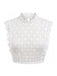 Top Senza Maniche Collo Alto Floreale in Pizzo Bianco Anni '50