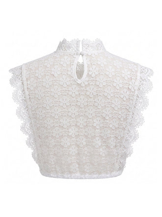 Top Senza Maniche Collo Alto Floreale in Pizzo Bianco Anni '50 2