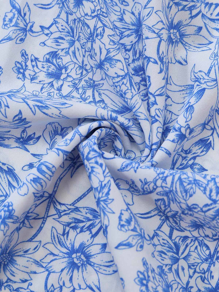 Abito Longuette Senza Maniche Scollo Quadrato a Piccoli Fiori Anni '40 7