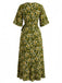 Abito Midi a Portafoglio Boho Stampa Floreale Scollo a V Anni '70 3