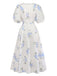 [Prevendita] Abito Midi Beige Floreale Scollo a V Maniche a Sbuffo Anni '40 3