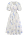 [Prevendita] Abito Midi Beige Floreale Scollo a V Maniche a Sbuffo Anni '40 2