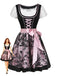 3PCS Abito con Scollo Quadrato e Grembiule in Pizzo Floreale e Top Anni '50