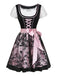 3PCS Abito con Scollo Quadrato e Grembiule in Pizzo Floreale e Top Anni '50 2