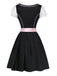 3PCS Abito con Scollo Quadrato e Grembiule in Pizzo Floreale e Top Anni '50 3