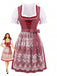 3PCS Abito Floreale Anni '50 e Top Bianco a Sbuffo e Grembiule